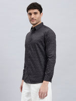 Men’s Satin Cotton Printed Shirt – Regular Fit