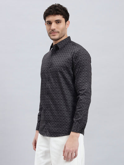 Men’s Satin Cotton Printed Shirt – Regular Fit