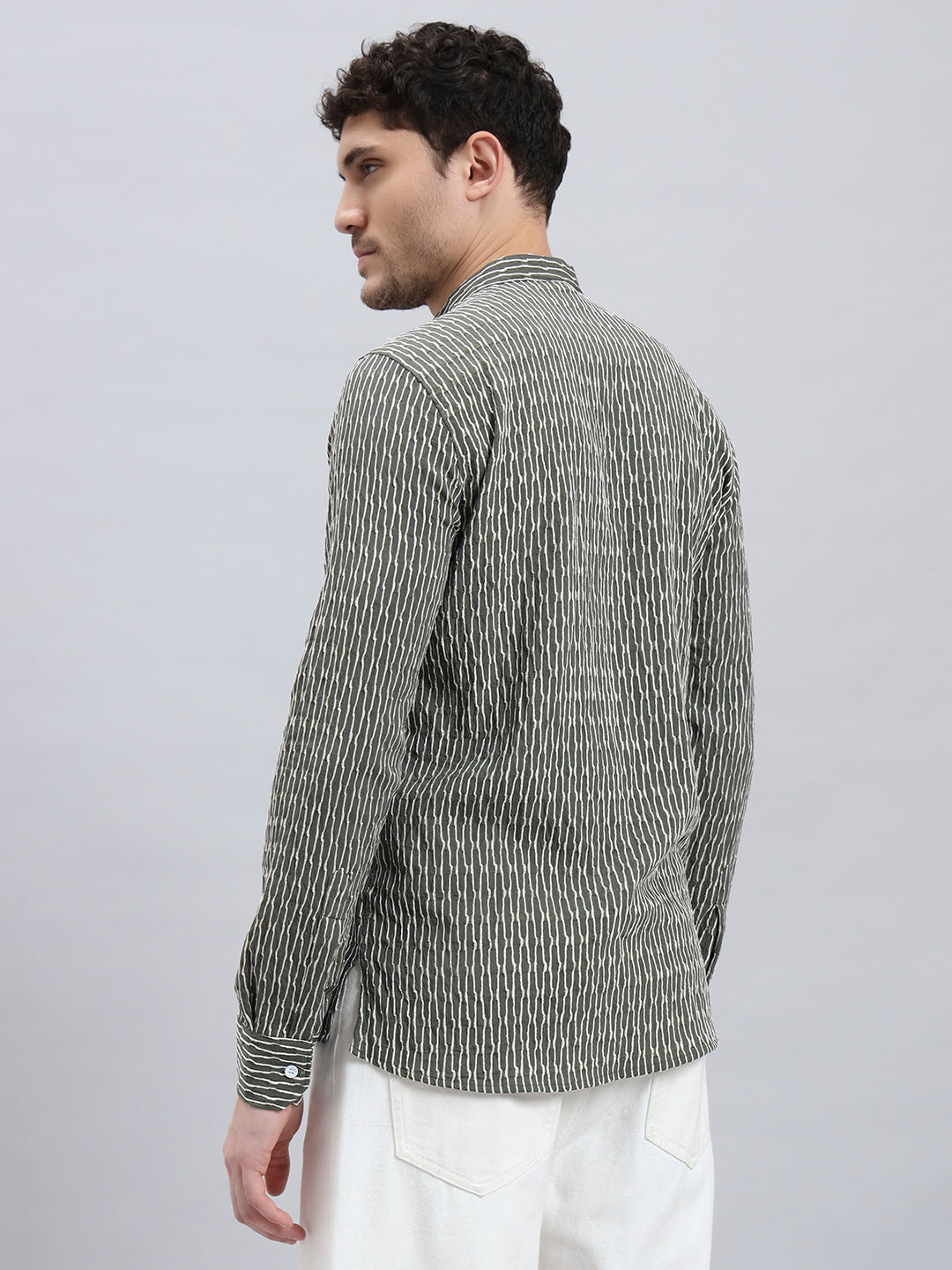 Textured Bottle Green Short Kurta