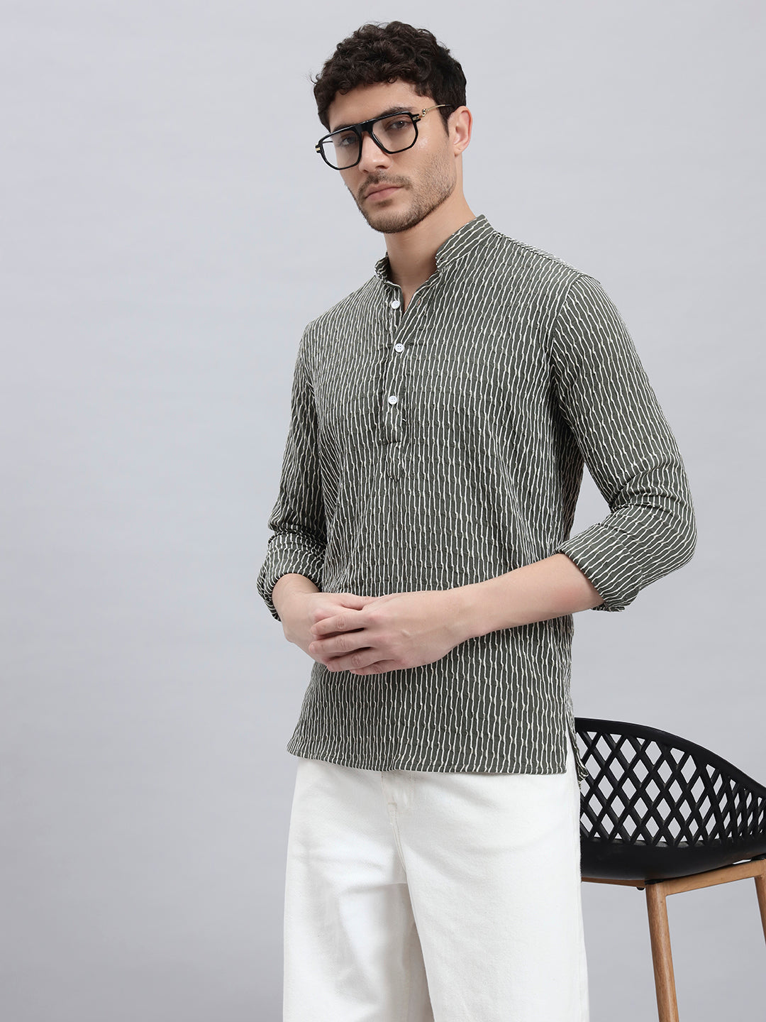 Textured Blue Short Kurta