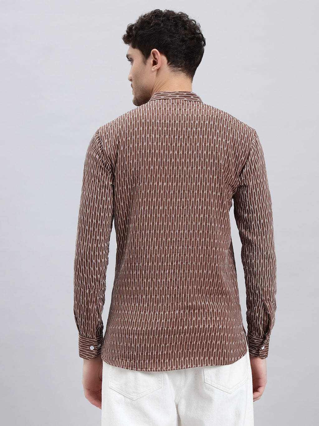 Textured Dark Brown Short Kurta