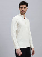 Textured White Short Kurta