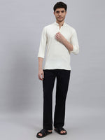 Textured White Short Kurta