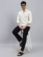 Textured White Short Kurta