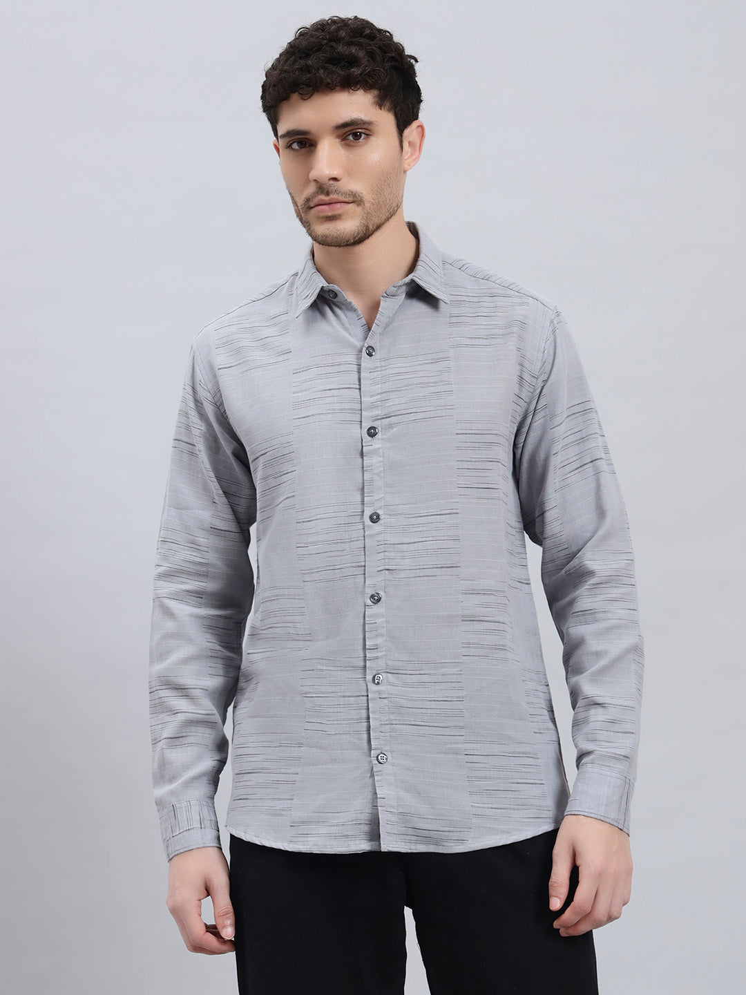 REBELAW Urban Texture Cotton Regular Fit Shirt