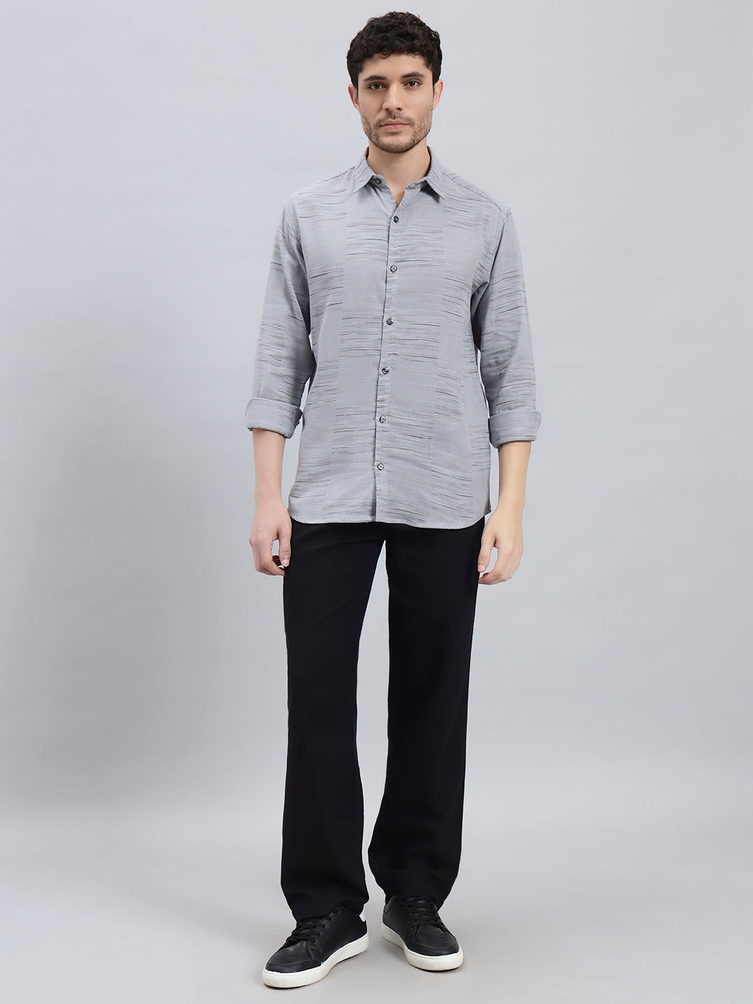REBELAW Urban Texture Cotton Regular Fit Shirt