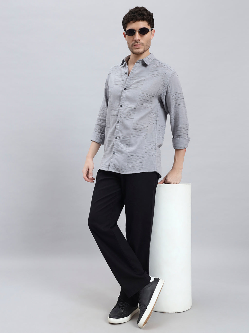 REBELAW Urban Texture Cotton Regular Fit Shirt