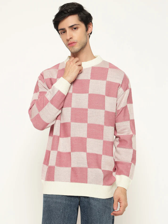 Men’s Checkered Polycotton Sweatshirt – Full Sleeve | Super Warm