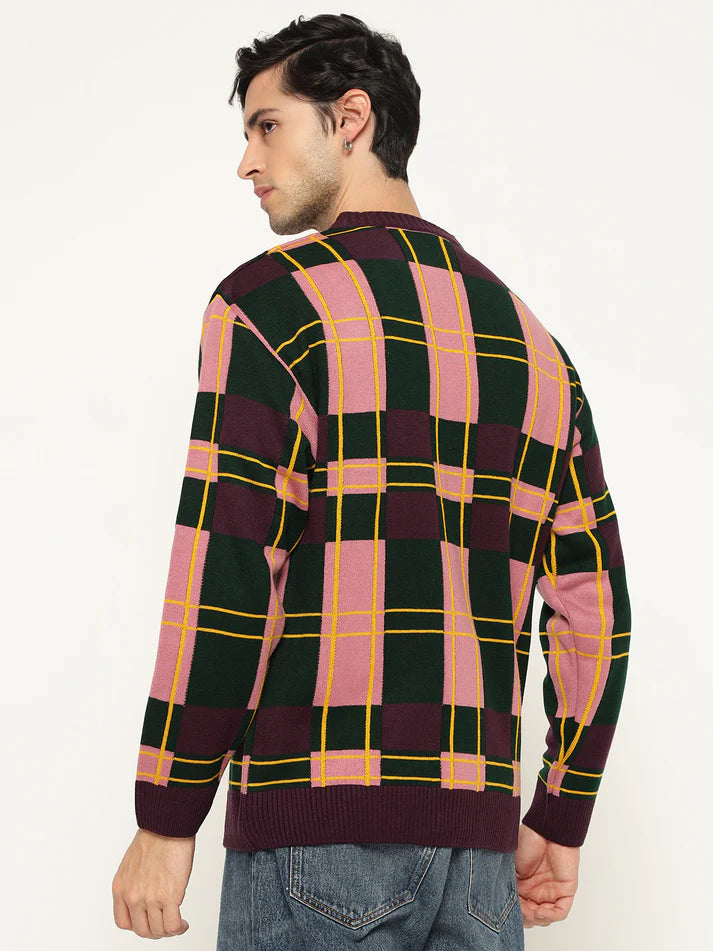 Men’s Checkered Polycotton Sweatshirt – Full Sleeve | Super Warm