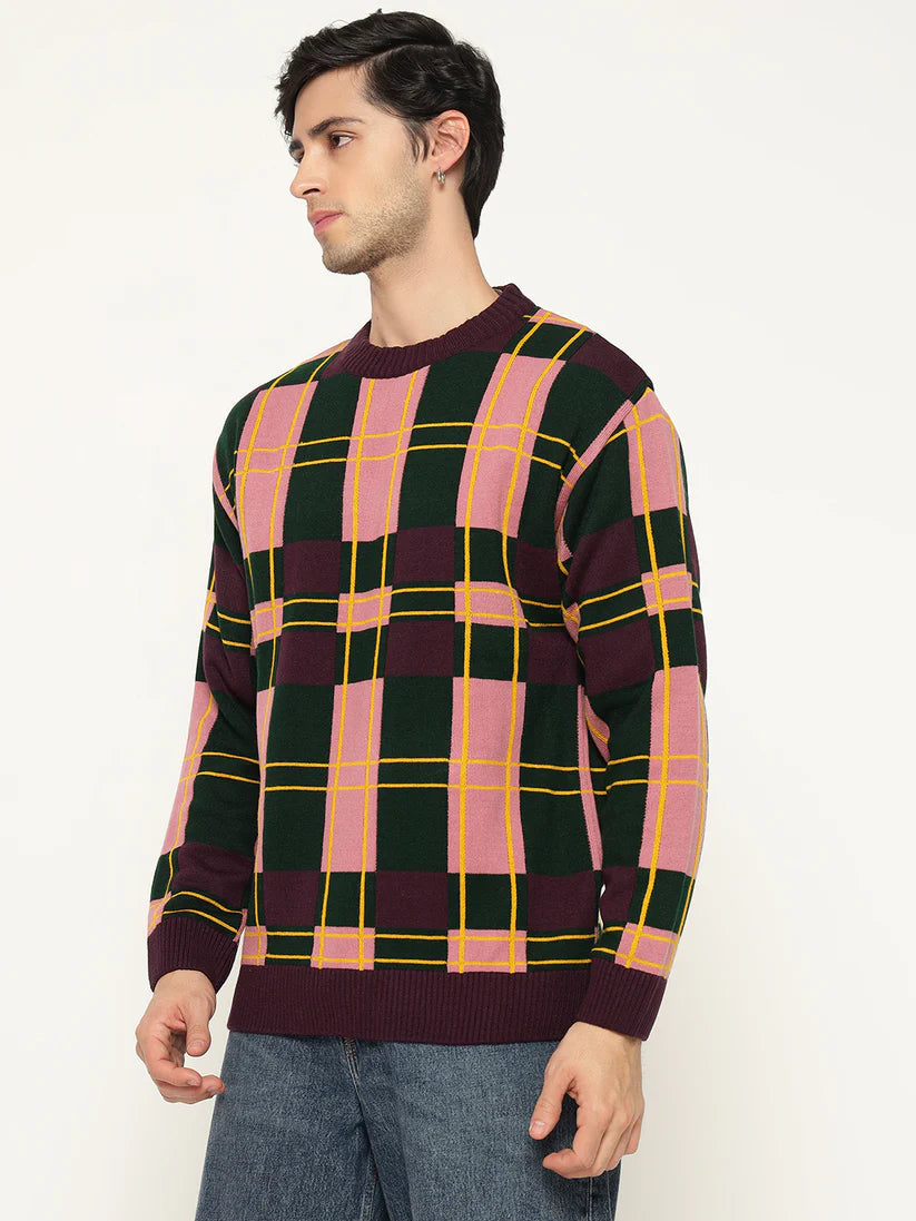 Men’s Checkered Polycotton Sweatshirt – Full Sleeve | Super Warm