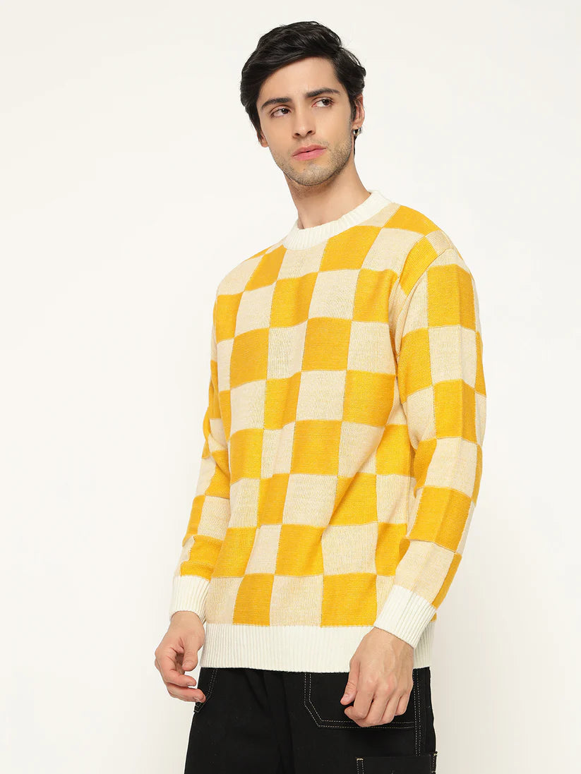 Men’s Checkered Polycotton Sweatshirt – Full Sleeve | Super Warm