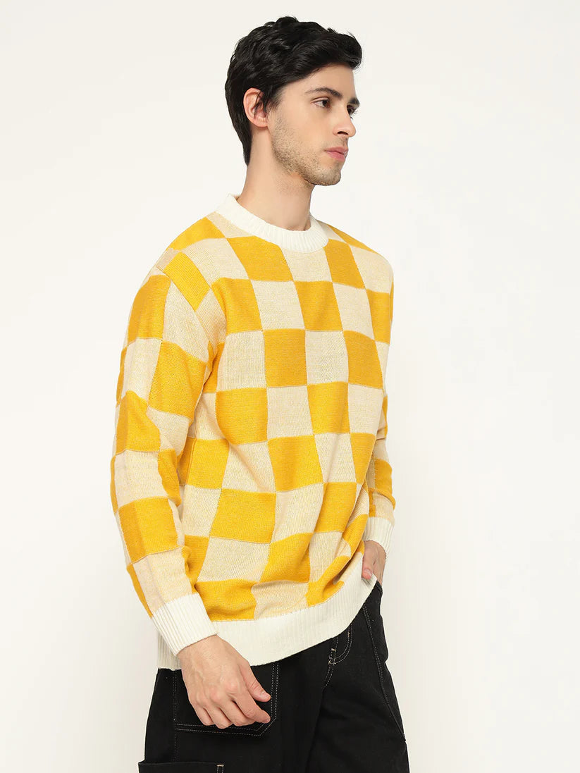Men’s Checkered Polycotton Sweatshirt – Full Sleeve | Super Warm