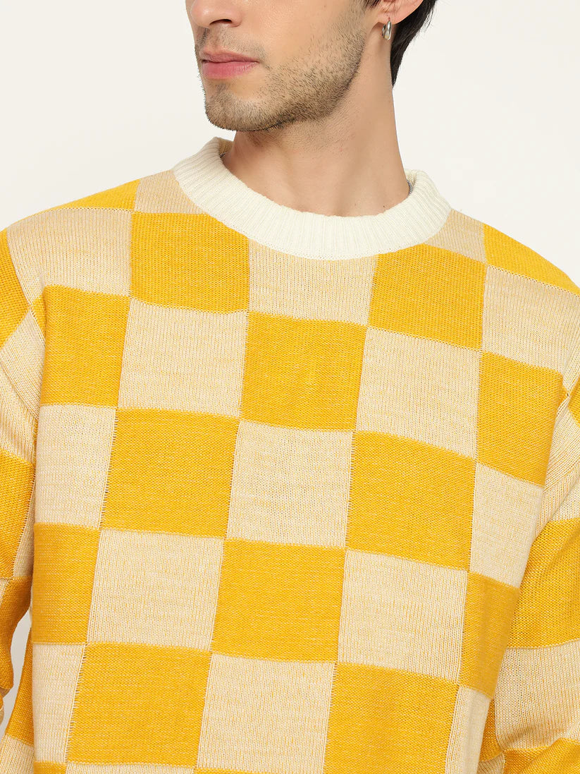 Men’s Checkered Polycotton Sweatshirt – Full Sleeve | Super Warm