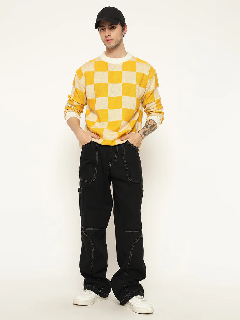 Men’s Checkered Polycotton Sweatshirt – Full Sleeve | Super Warm