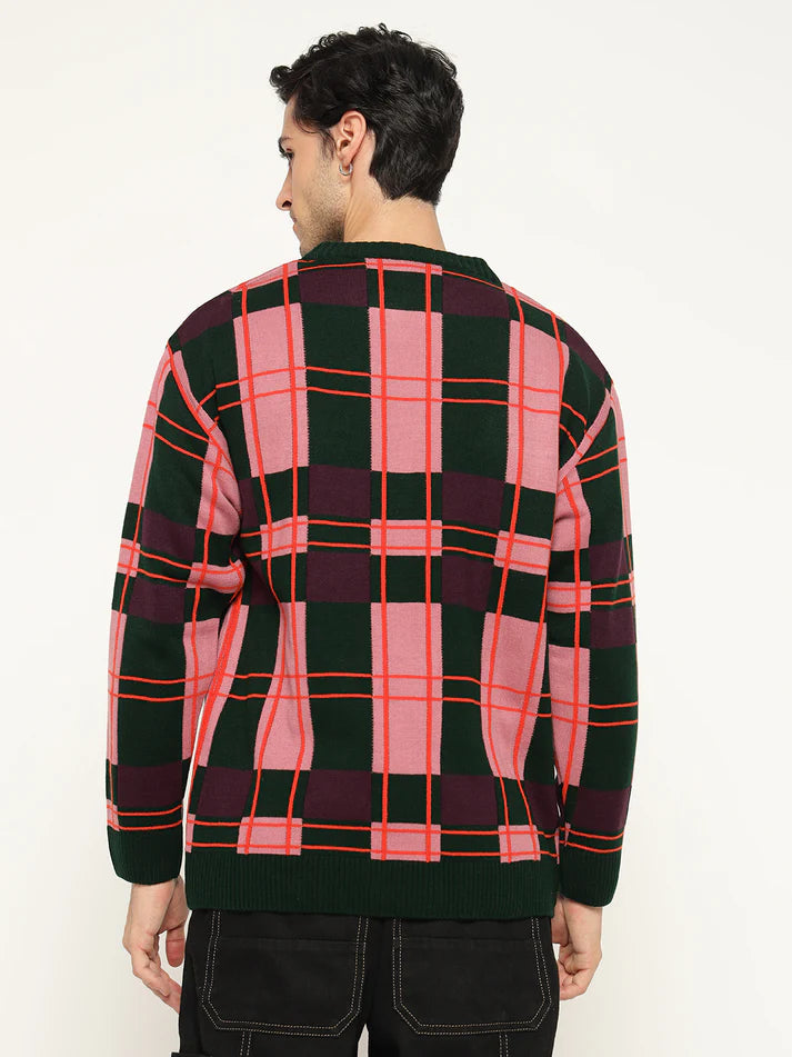 Men’s Checkered Polycotton Sweatshirt – Full Sleeve | Super Warm