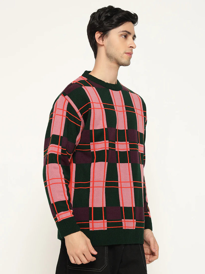 Men’s Checkered Polycotton Sweatshirt – Full Sleeve | Super Warm