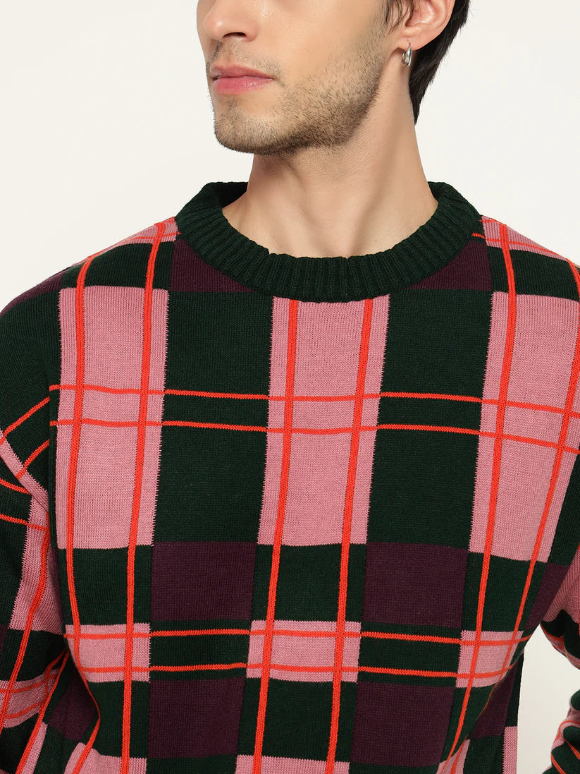 Men’s Checkered Polycotton Sweatshirt – Full Sleeve | Super Warm