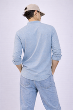 Textured Blue Short Kurta