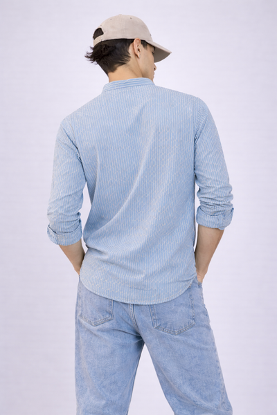 Textured Blue Short Kurta