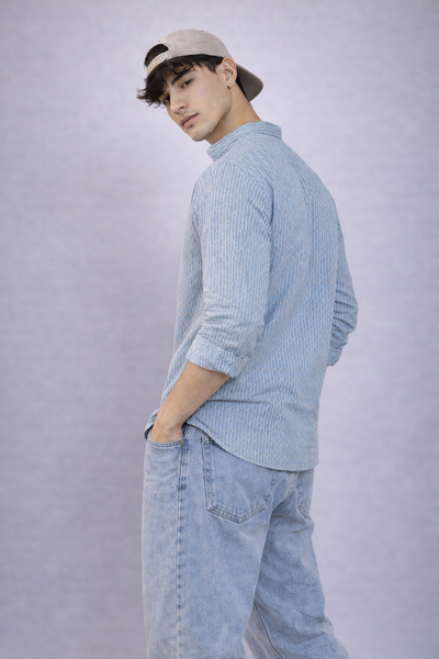 Textured Blue Short Kurta
