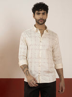 Off-White Satin Cotton Printed Shirt