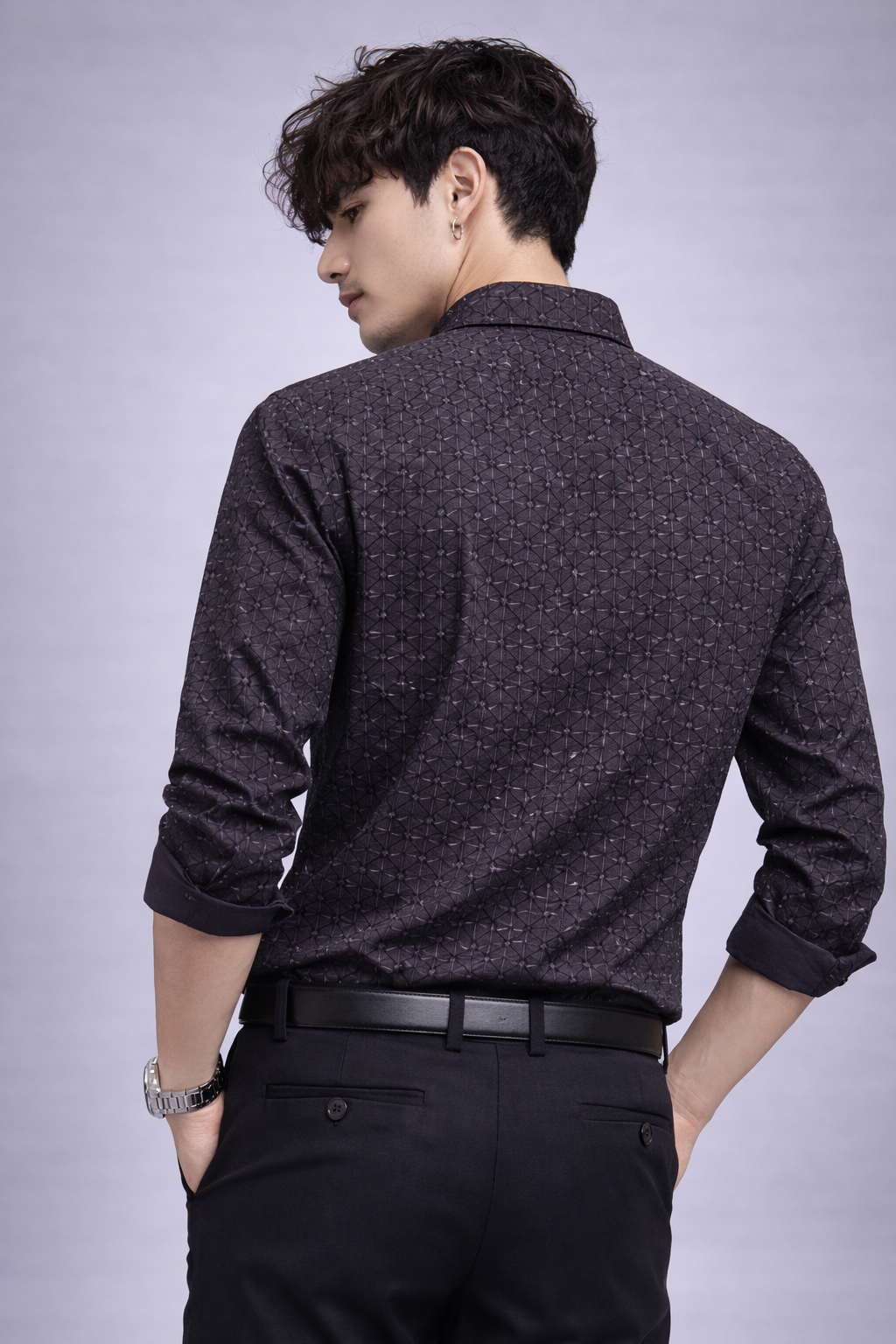 Men’s Satin Cotton Printed Shirt – Regular Fit