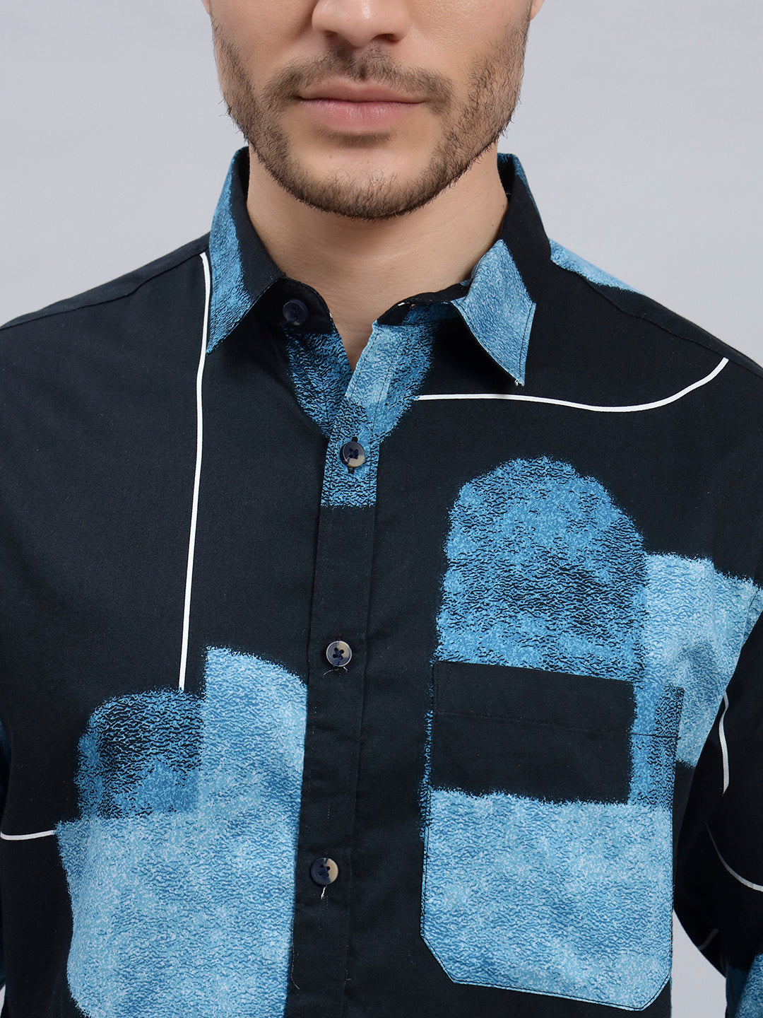 Men’s Satin Cotton Printed Full Sleeve Shirt – Regular Fit