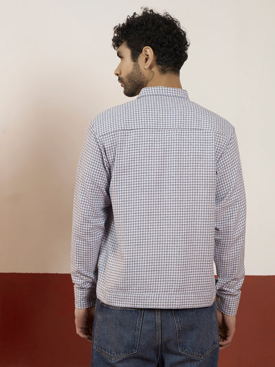 Ash Grey Cotton Check Shacket