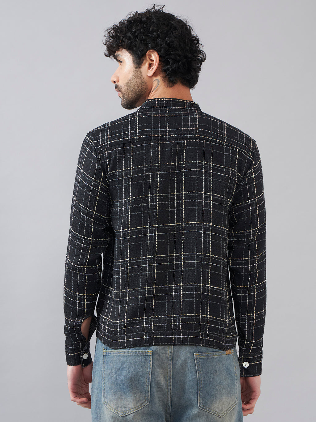 Black Check Cotton Shacket