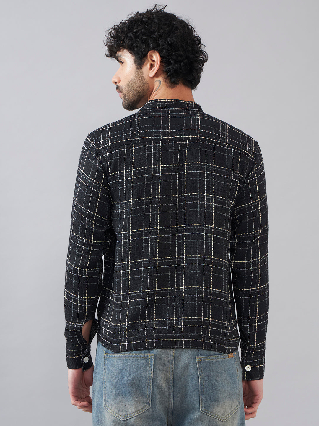 Black Check Cotton Shacket