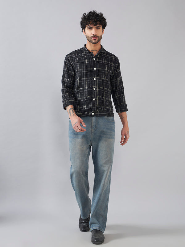 Black Check Cotton Shacket