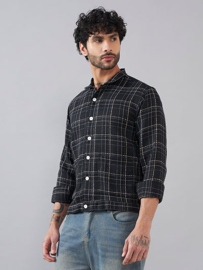 Black Check Cotton Shacket