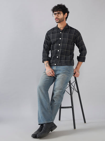 Black Check Cotton Shacket