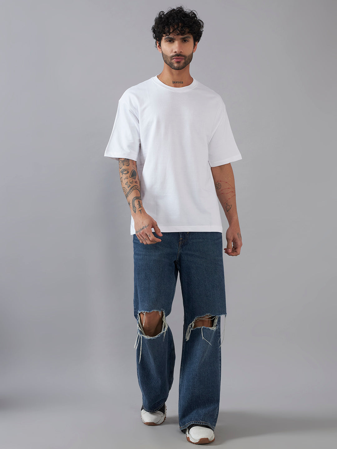 Men’s Oversized Drop Shoulder T-Shirt | 100% Premium Cotton | Classic White