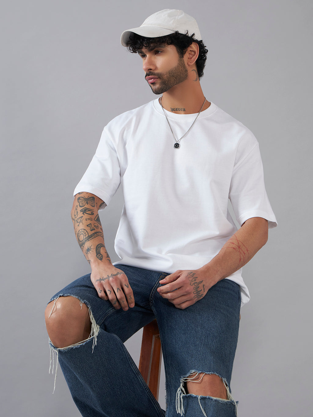 Men’s Oversized Drop Shoulder T-Shirt | 100% Premium Cotton | Classic White