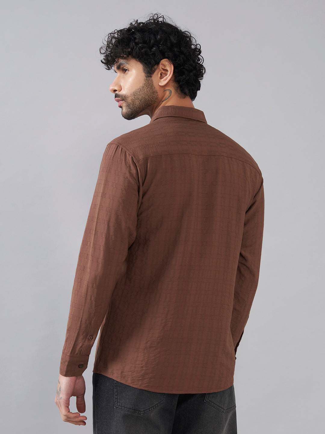 The Rich Brown Crinkle Finish Shirt