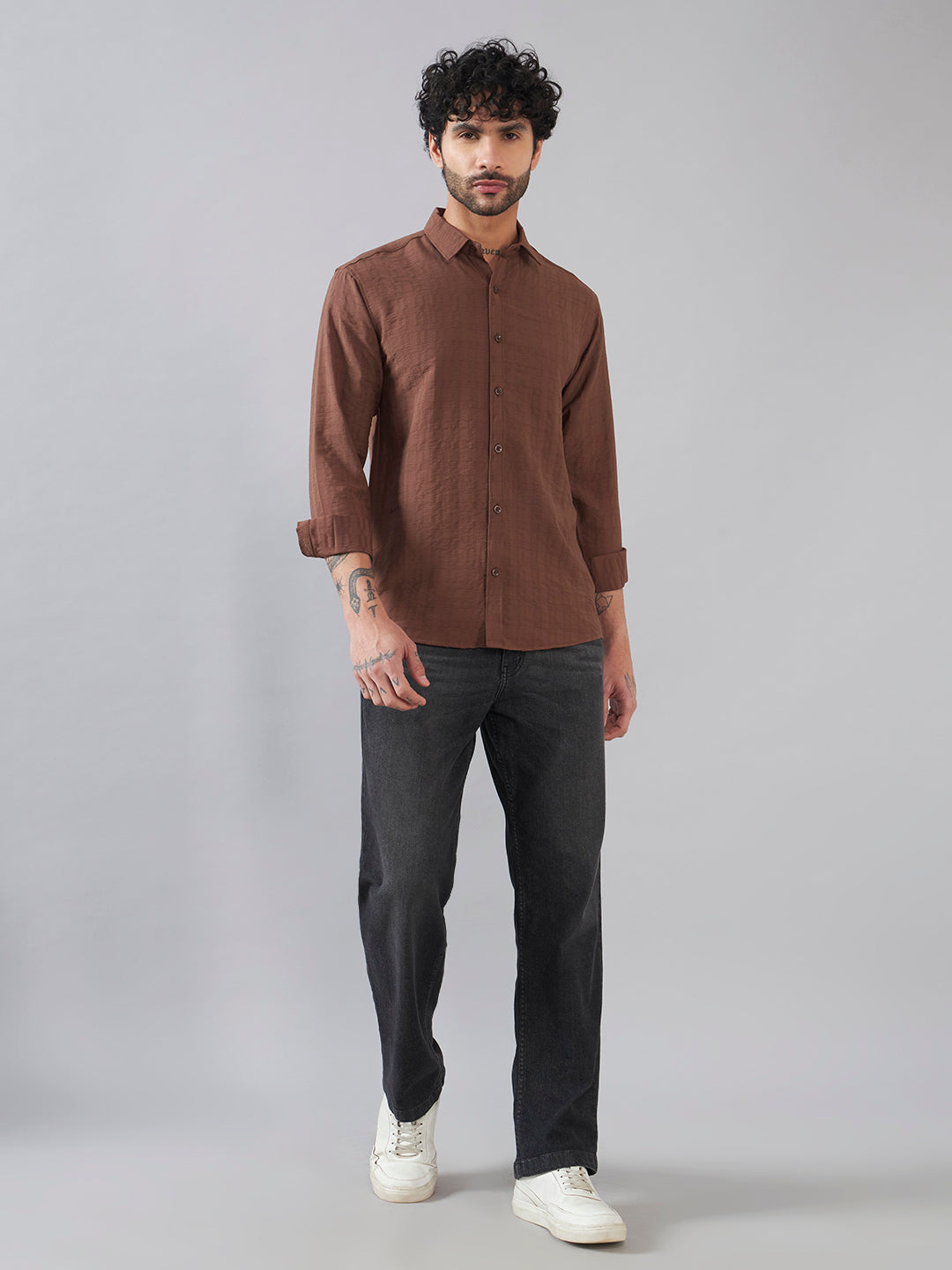 The Rich Brown Crinkle Finish Shirt
