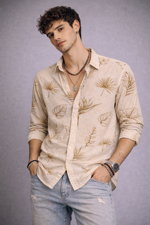Leaf Drift Linen Regular Fit Shirt