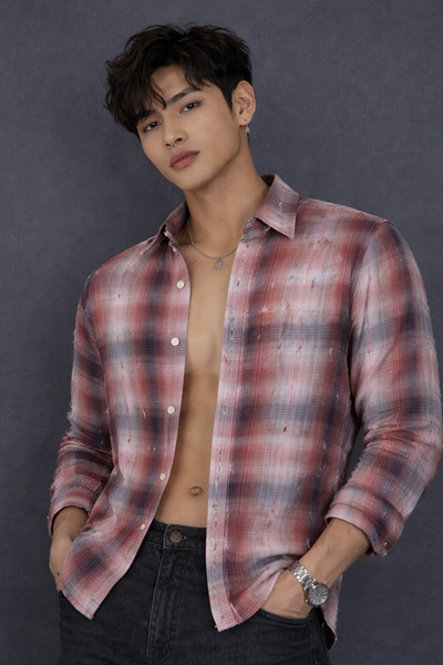 REBELAW Textured Check Cotton Regular Fit Shirt