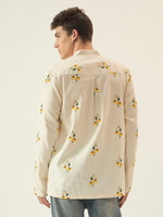 Ivory Sunflower Embroidered Cotton Kurta
