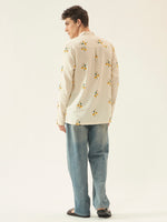 Ivory Sunflower Embroidered Cotton Kurta