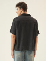 Black Checkered Seersucker Boxy Shirt