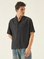 Black Checkered Seersucker Boxy Shirt