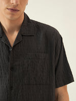 Black Checkered Seersucker Boxy Shirt