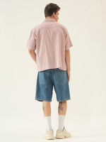 Dusty Pink Checkered Seersucker Boxy Shirt