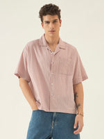 Dusty Pink Checkered Seersucker Boxy Shirt