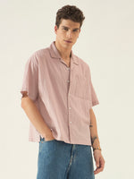 Dusty Pink Checkered Seersucker Boxy Shirt