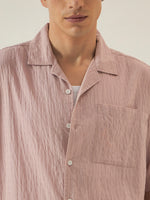 Dusty Pink Checkered Seersucker Boxy Shirt