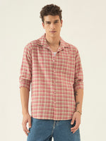 Ivory Pink Check Cotton Shirt