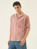 Ivory Pink Check Cotton Shirt